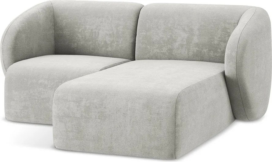Jasnoszary narożnik z tkaniny szenilowej (prawostronny/z szezlongiem) Lani – Makamii