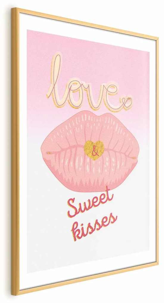 Plakat Sweet Kisses 60x90 cm z ramą złotą z marginesem ARTGEIST B