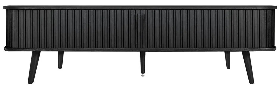 Czarna szafka pod TV w dekorze dębu 178x50x40 cm Rove – Woodman