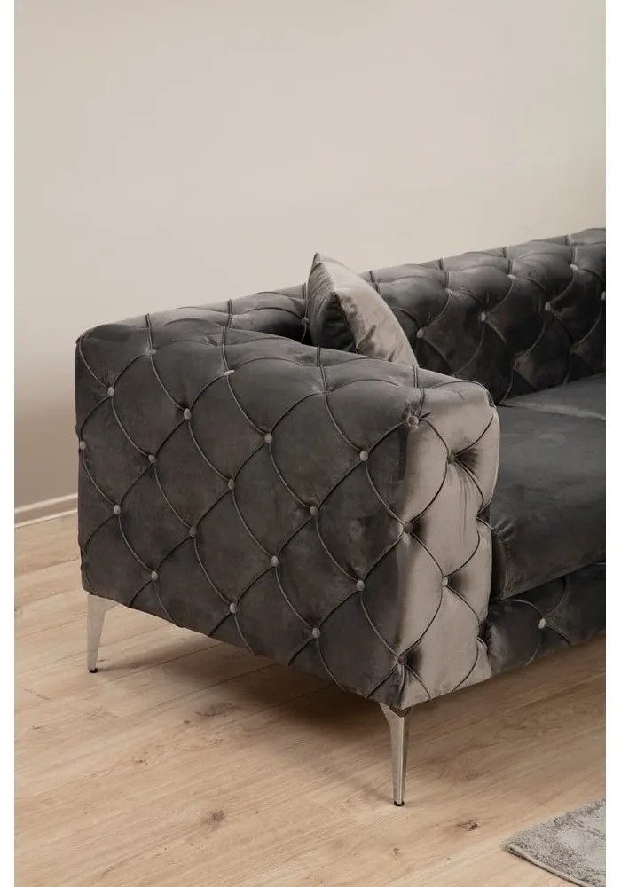 Ciemnoszara aksamitna sofa 237 cm Como – Balcab Home