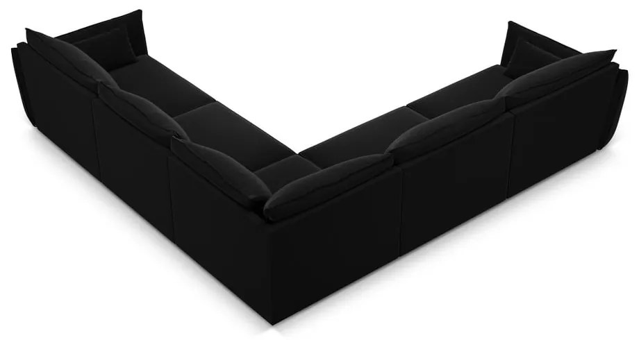 Czarny aksamitny narożnik Vanda – Mazzini Sofas