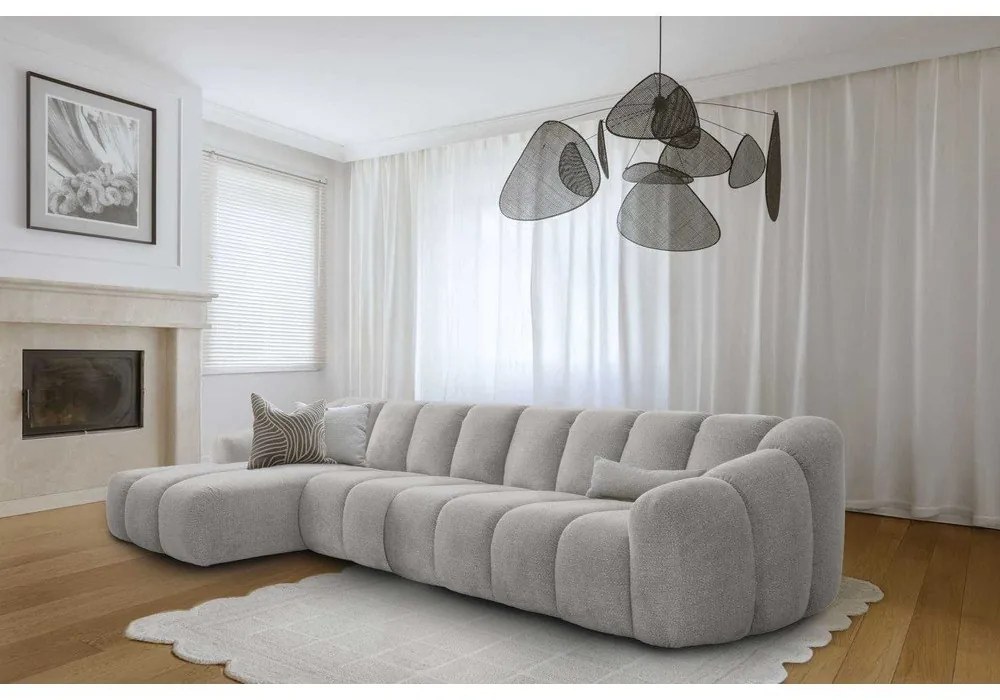 Jasnoszary narożnik (lewostronny/z szezlongiem) Shell – Miuform