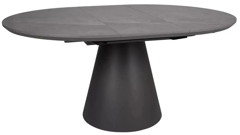Stół okrągły rozkładany Angel II 120-160 cm efekt marmuru czarny SIGNAL