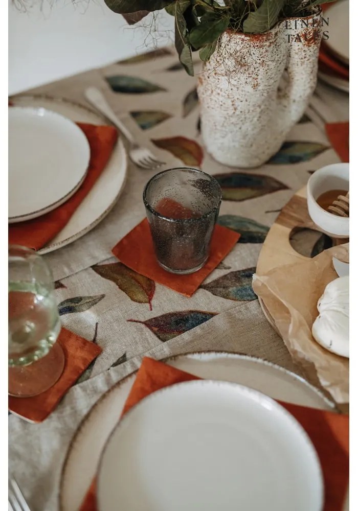Lniany bieżnik 200x200 cm Golden Fall – Linen Tales