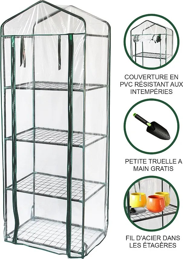 Mini szklarnia 4-poziomowa z plastikową osłoną