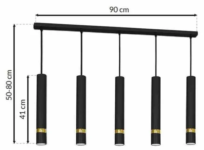 Lampa wisząca JOKER BLACK/GOLD 5xGU10 5 kloszy czarny, złoty