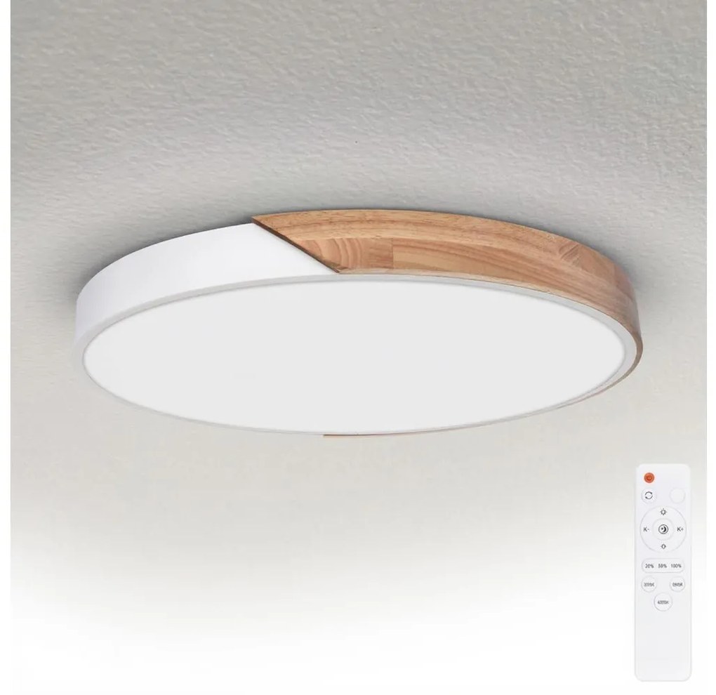 Brilagi - Oprawa LED ściemnialna PILANA LED/60W/230V dąb/biały śr. 60 cm + pilot