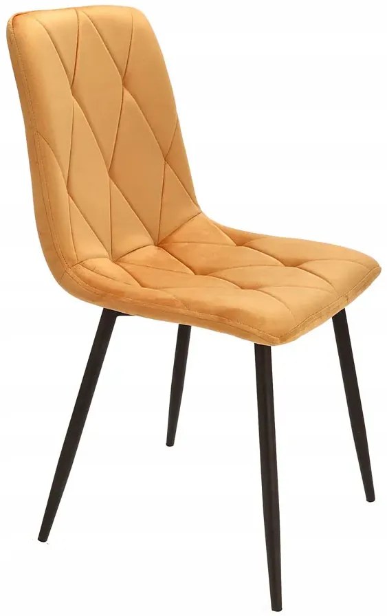 Musztardowe pikowane krzesło welurowe R9-L28