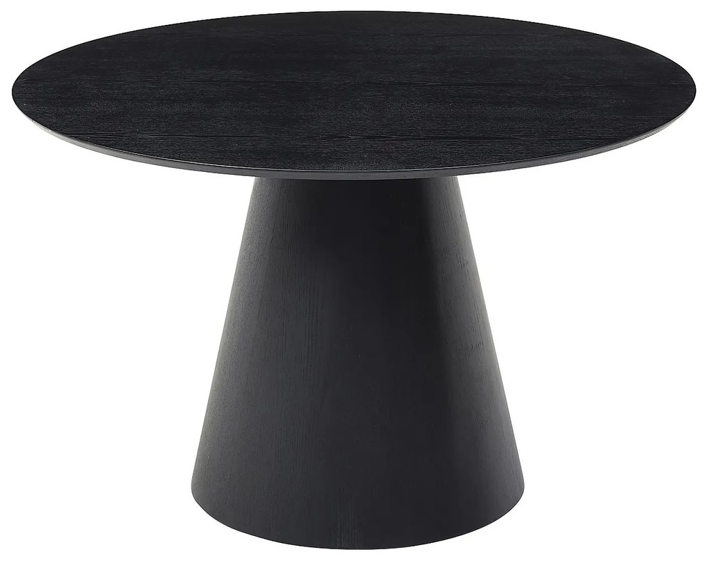 Stół do jadalni okrągły dla 4 osób z okleiną jesionową - Czarny - ANTALIZA