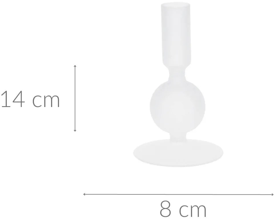 Szklany świecznik na nóżce, 14 cm