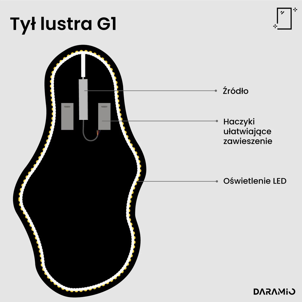 Falowane lustro łazienkowe LED G1