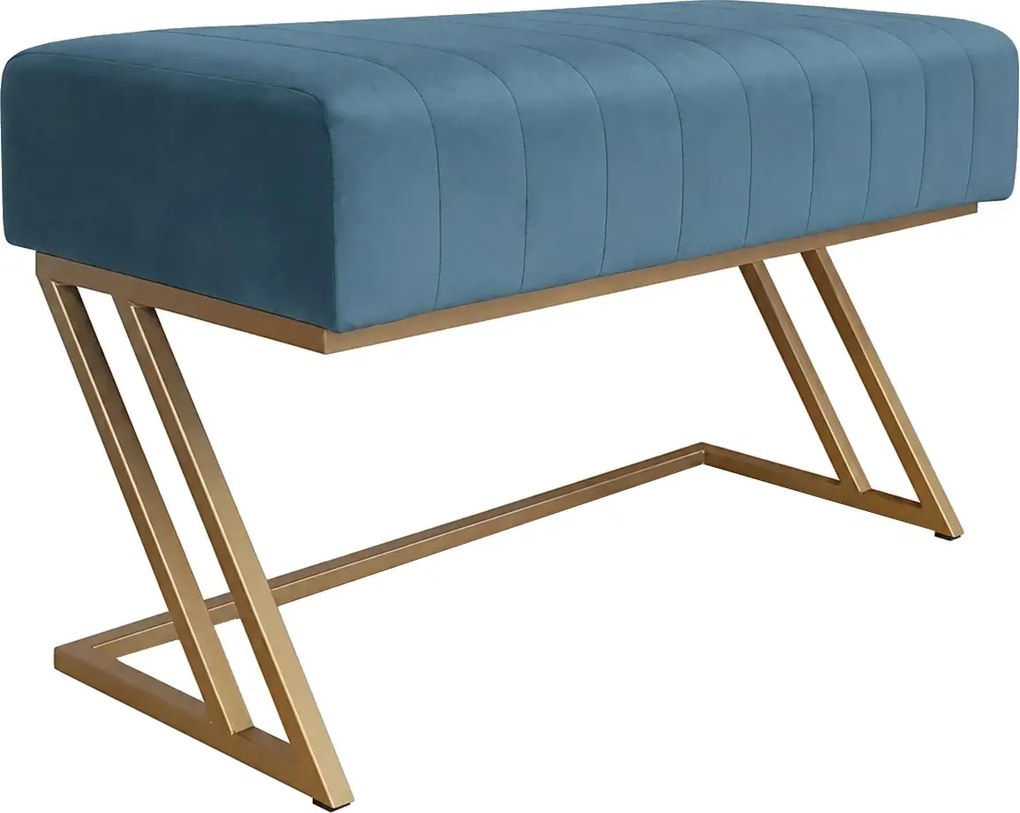 Ławka ZETA tkanina Welur loft ławka metal : Kolor Stelaża - Złoty, Kolor tkaniny - VELVET - MG33, Typ tkaniny - Velvet