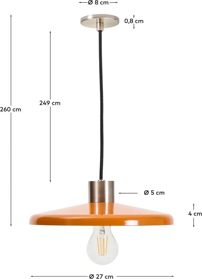 Pomarańczowa lampa wisząca z metalowym kloszem Nuvira – Kave Home