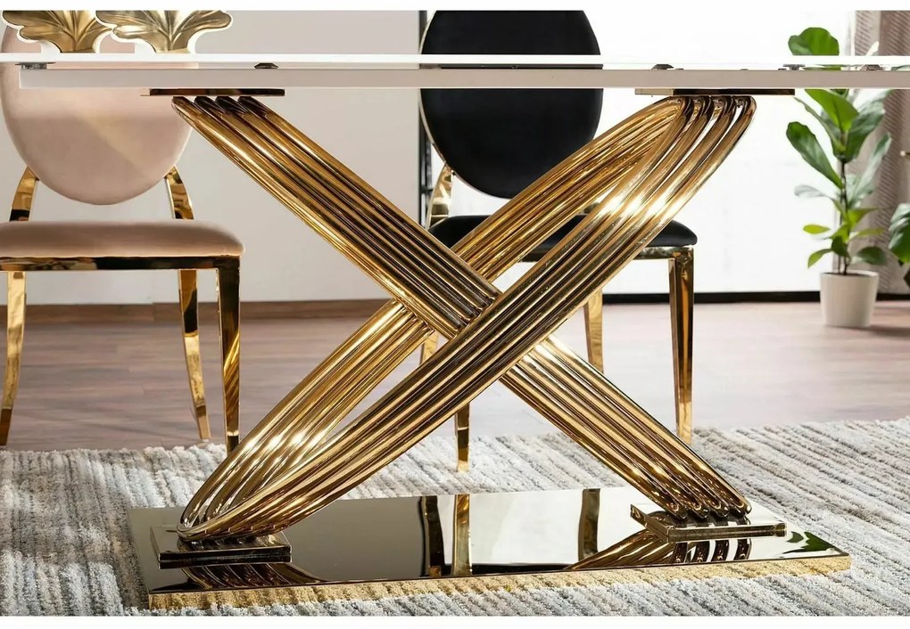 STÓŁ HERMES BIAŁY (EFEKT MARMURU)/ZŁOTY 160X90 SIGNAL