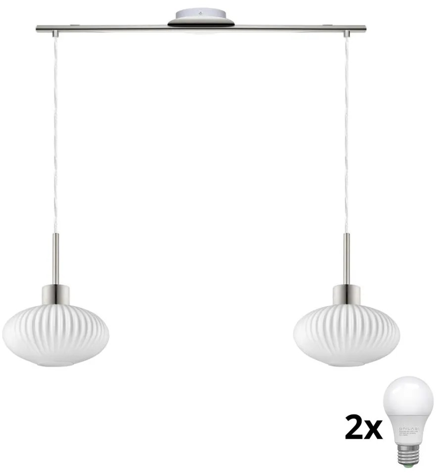 Żyrandol LED na przewodzie HARMA 2xE27/60W/230V matowy chrom/biały