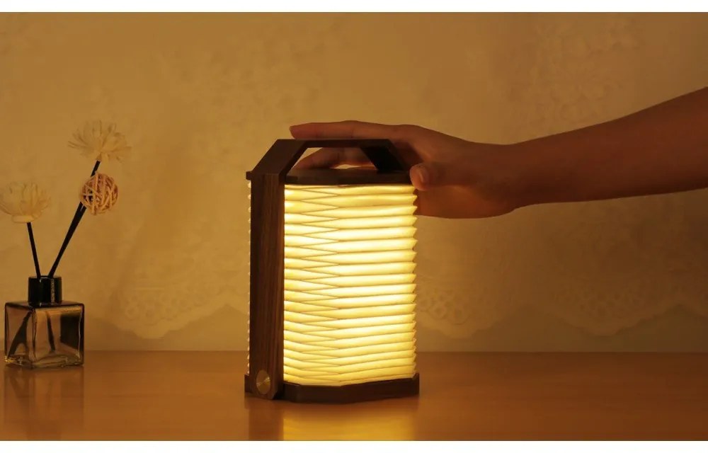 Biała/w ciemnym naturalnym kolorze lampa stołowa LED (wysokość 4 cm) Origami – Gingko
