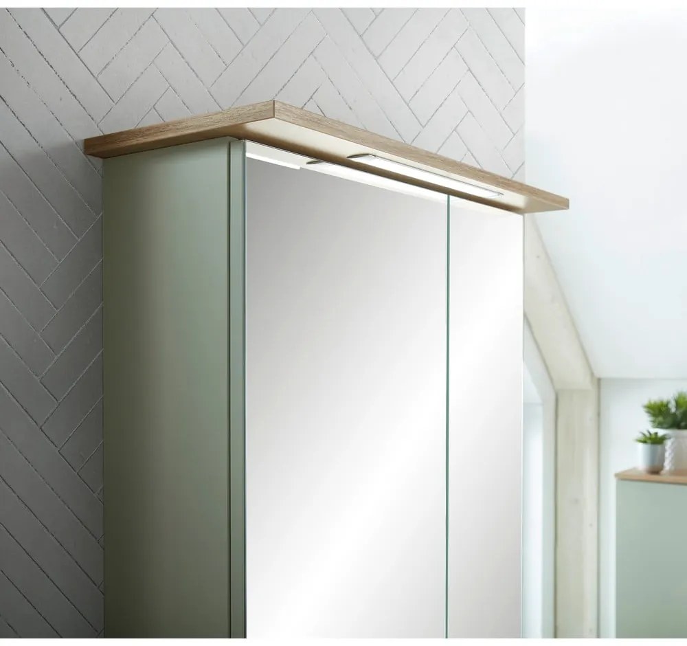 Zielona wisząca szafka łazienkowa z lustrem 60x72 cm Set 963 – Pelipal