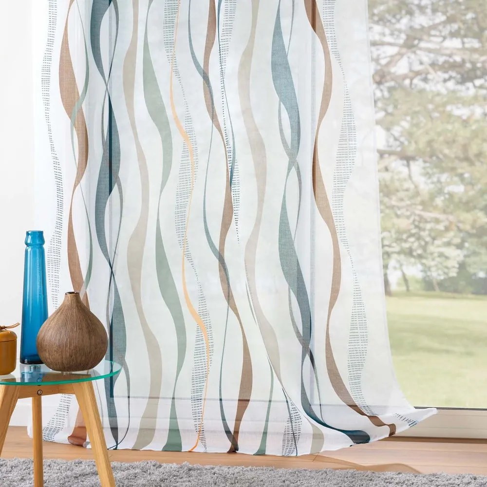 Biało-niebieska firanka z woalu 140x280 cm Lisana – douceur d'intérieur