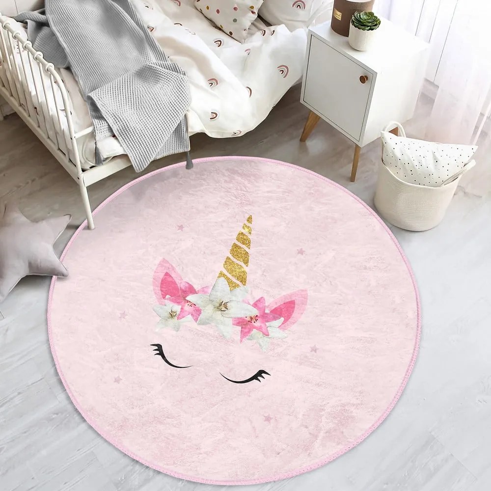 Różowy dywan dziecięcy ø 80 cm Comfort – Mila Home