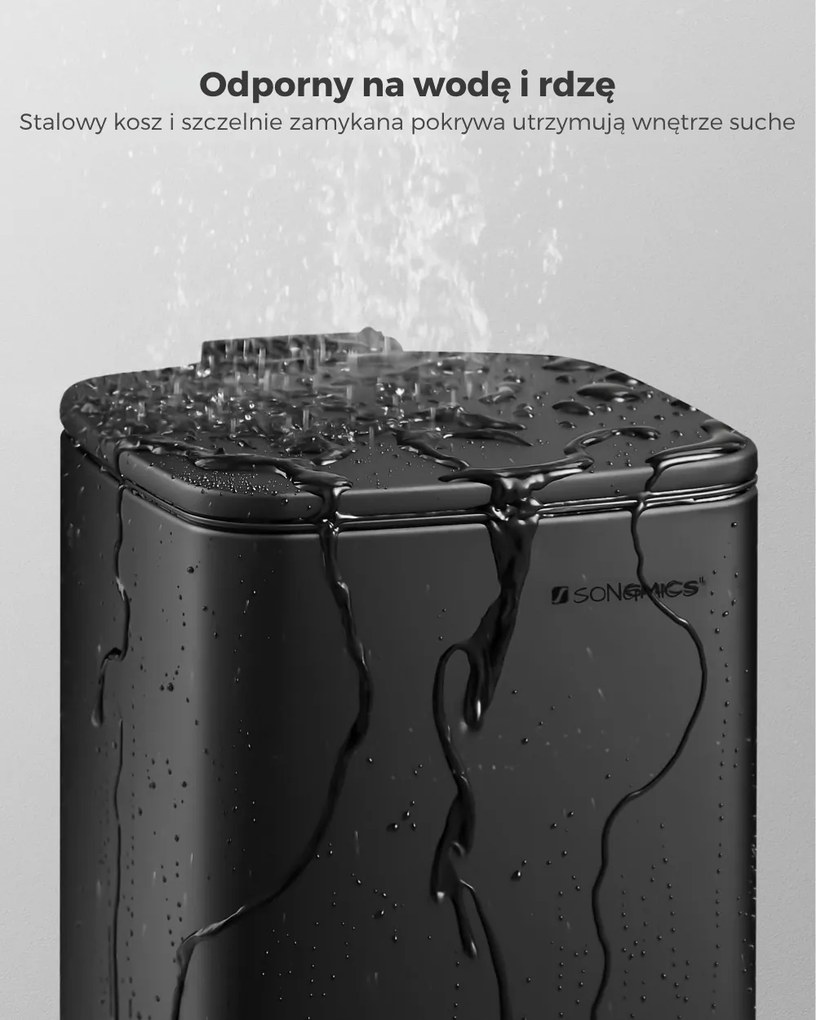 Kosz na śmieci do łazienki NORD, 6 l, czarny SongmicsHome