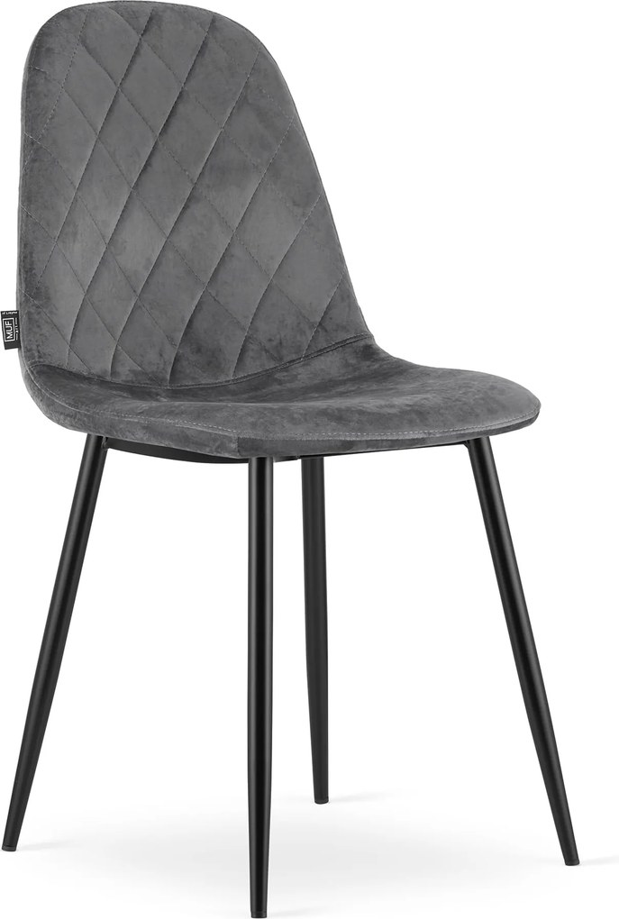 PROMOCJA Ciemnoszare aksamitowe krzesło ASTI z czarnymi nogami II. jakość