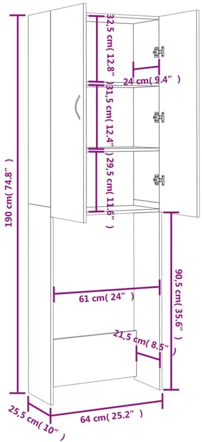 Szafka nad toaletę szary dąb sonoma M6-A27