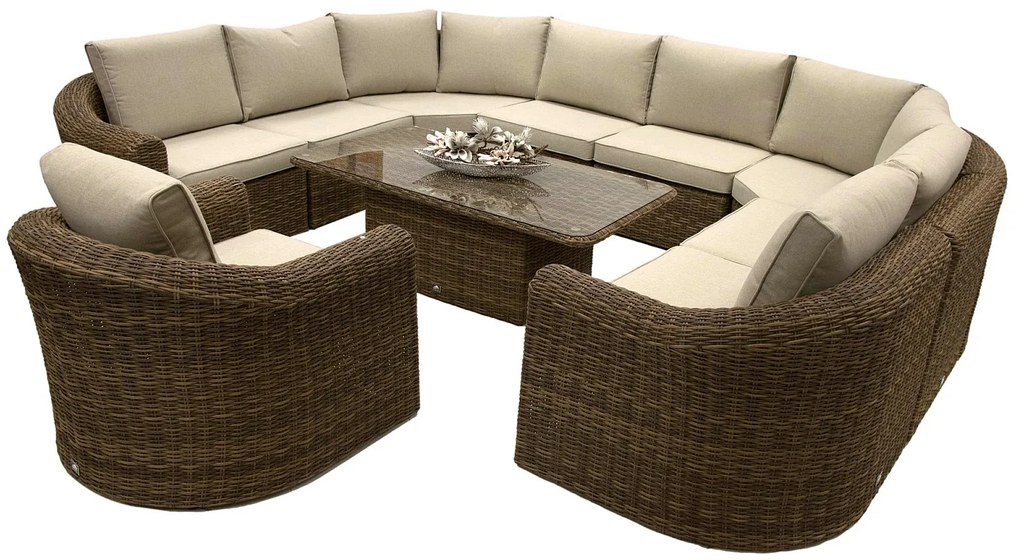 Rattanowy zestaw do jadalni modułowy BORNEO LUXURY dla 9 osób (brązowy)