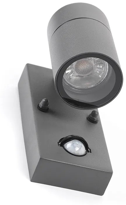 Zewnetrzna Lampa ścienna zewnętrzna antracytowa IP44 z czujnikiem ruchu - Solo Nowoczesny Oswietlenie zewnetrzne