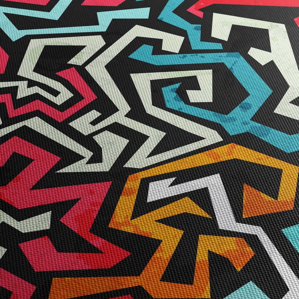 Obraz abstrakcji graficznej (z zegarem) (90x30 cm)