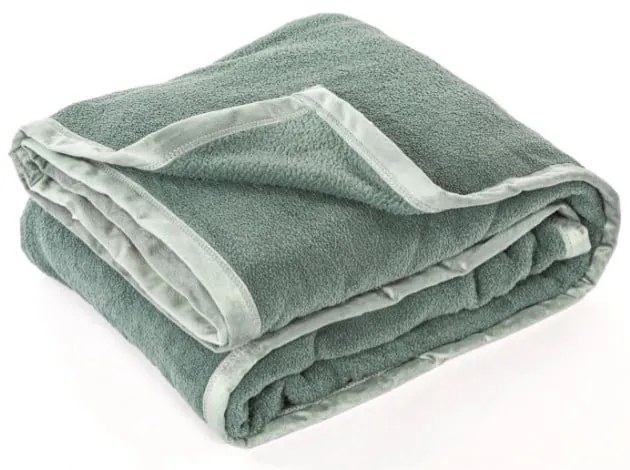 Zielona narzuta na łóżko dwuosobowe z mikropluszu 220x240 cm Lamis – Tiseco Home Studio