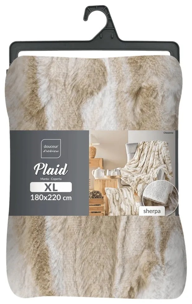 Beżowy koc ze sztucznego futra 180x220 cm Cheyenne – douceur d'intérieur