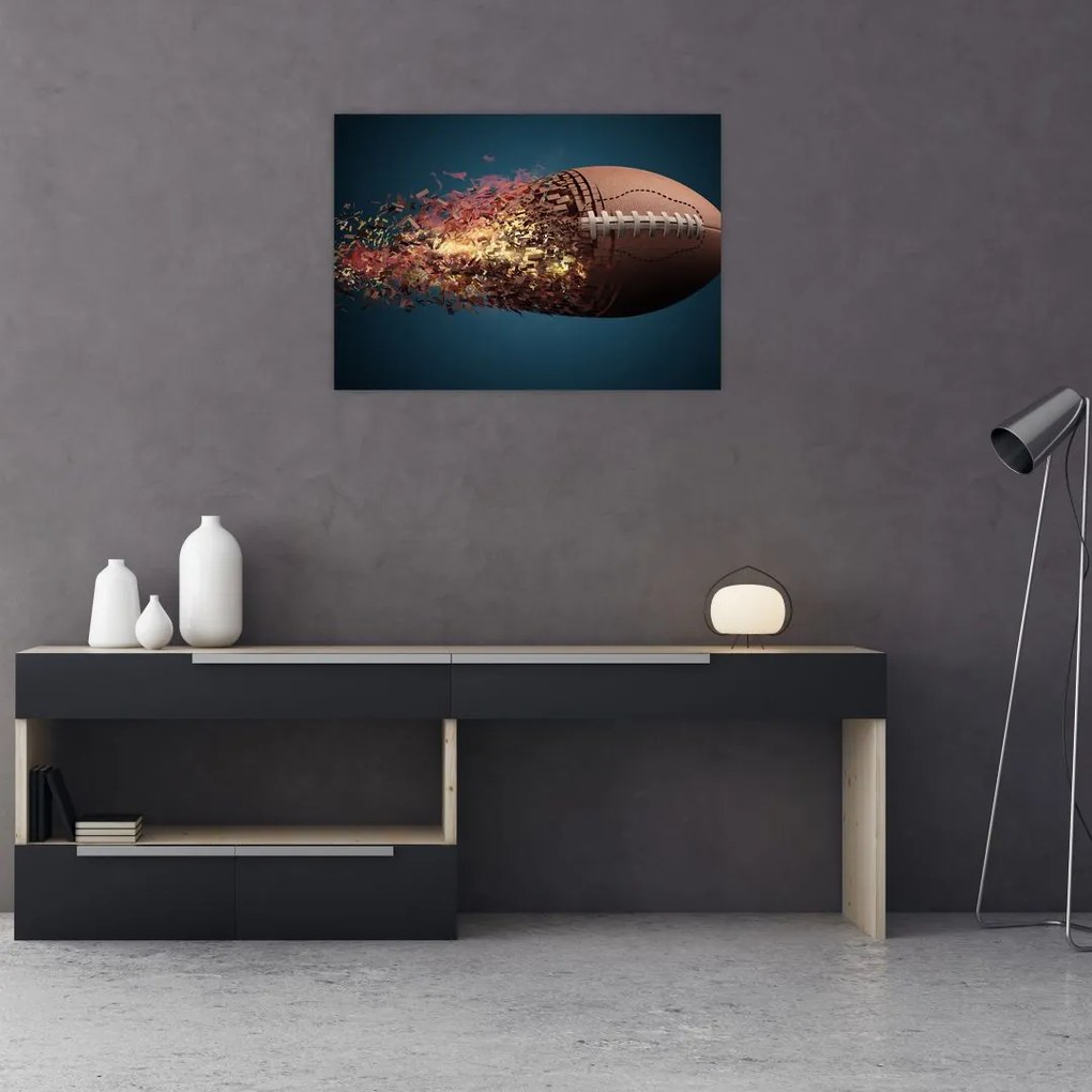 Obraz - Piłka do rugby w akcji (70x50 cm)