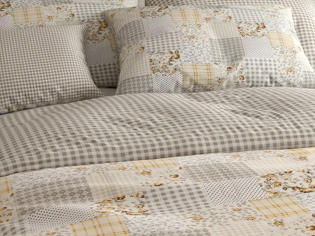 PrzytulneMieszkanie.pl PrzytulneMieszkanie.pl Pościel z bawełny Renforcé PATCHWORK beżowe Rozmiar pościeli: 70 x 90 cm | 140 x 200 cm