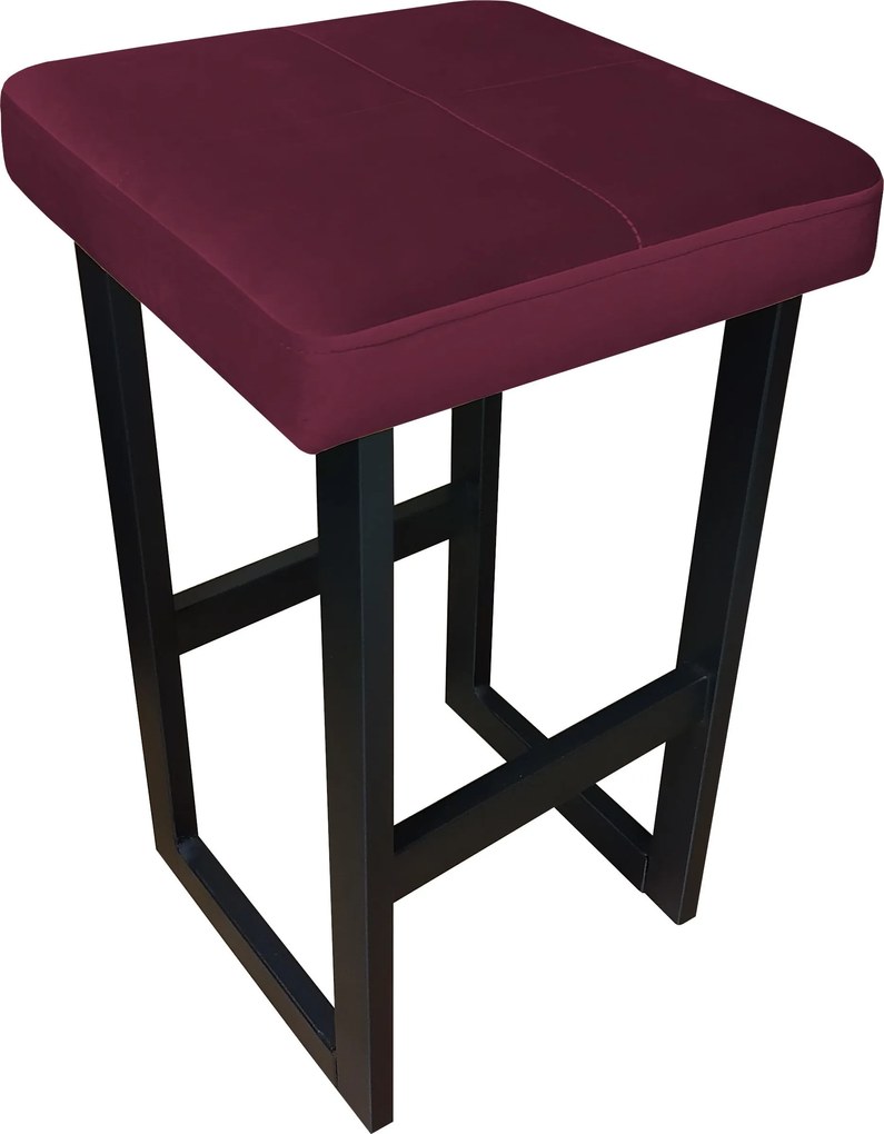 Hoker ALEX krzesło barowe tkanina Welur podstawa metalowa : Kolor Stelaża - Czarny , Kolor tkaniny - VELVET - MG02, Wysokość - 60 cm
