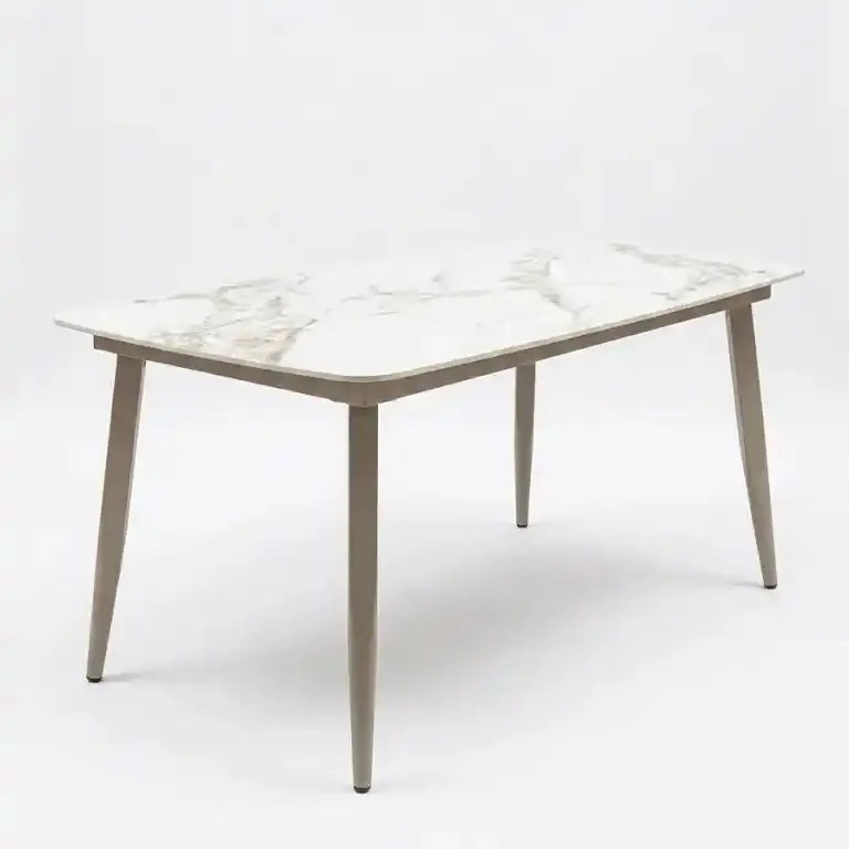 Stół ogrodowy aluminiowy beżowy 180x90 cm Spiek kamienny solidny i trwały