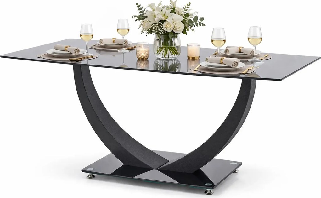 Szklany Czarny Stół L4-T06