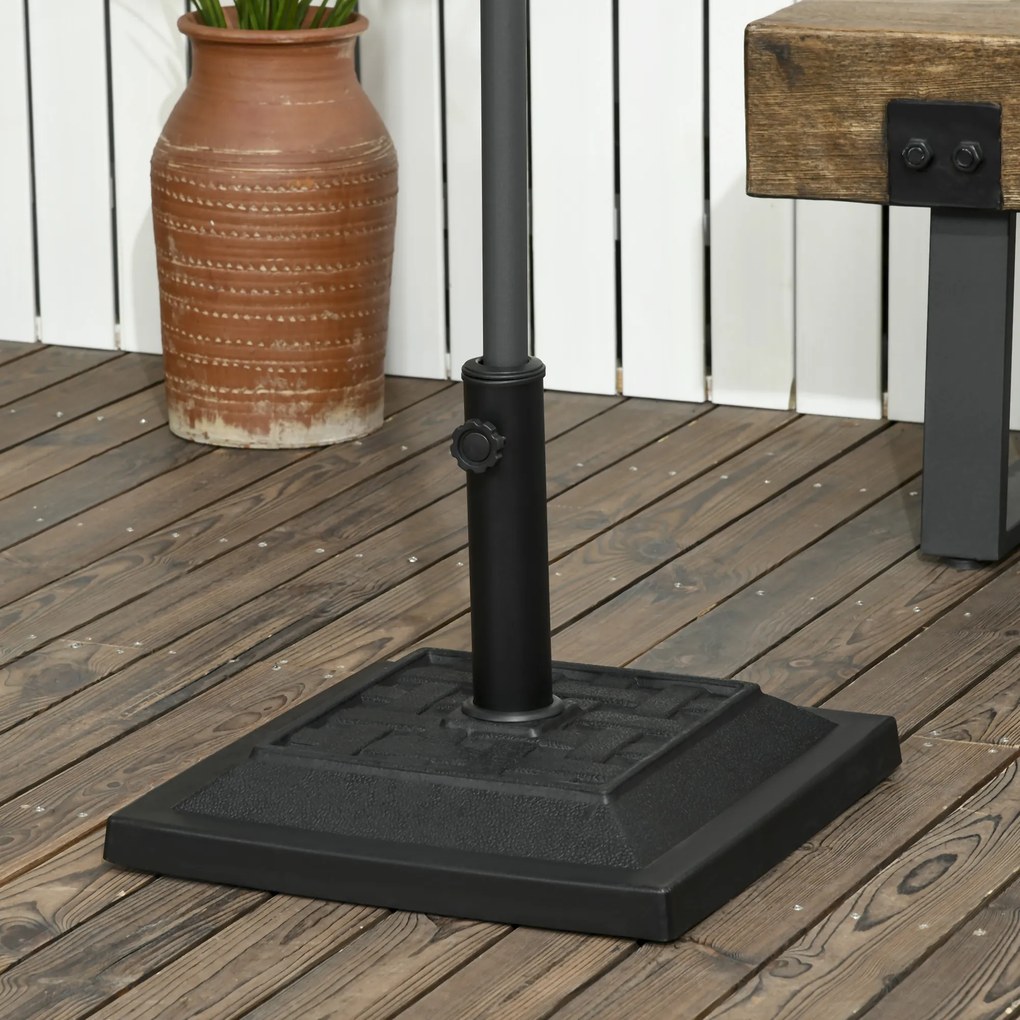 Outsunny Stojak pod Parasol 12 kg, na Rury Ø32, 38, 48 mm, odporny na warunki atmosferyczne, z obudową z Żywicy, Czarny