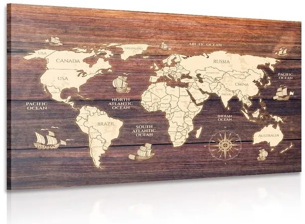 Obraz mapa na drewnie