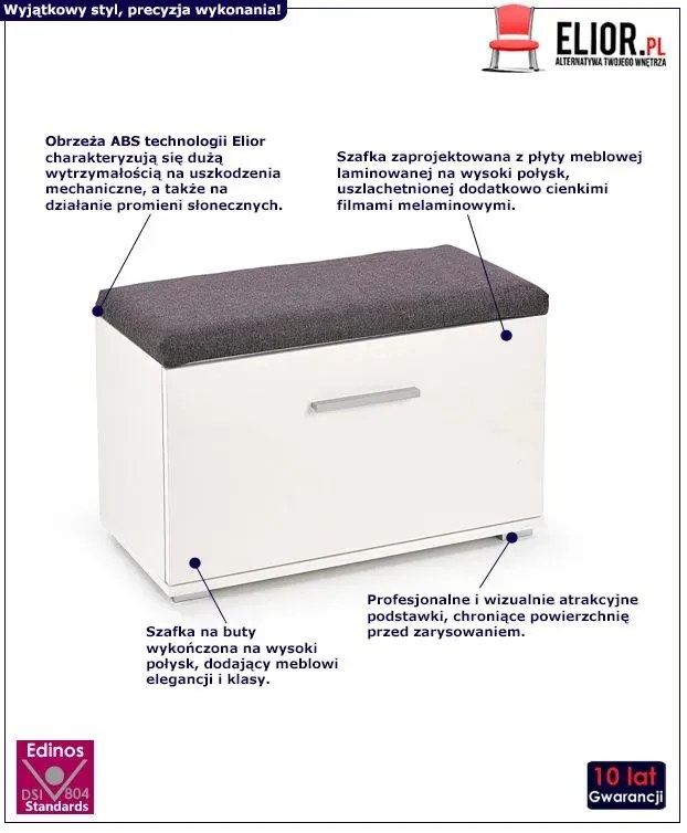 Na buty szafka z siedziskiem lines biała l2 H3-W47