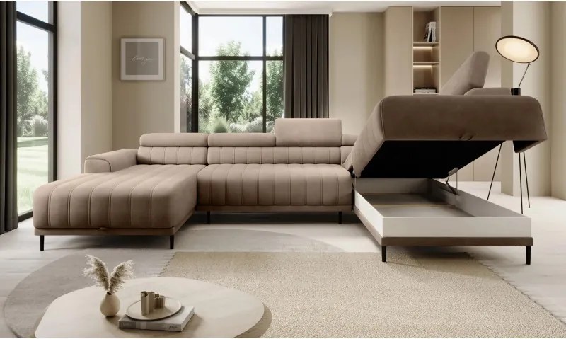 Narożnik CALDO XL Prawostronny z funkcją spania wolnostojąca w tkaninie RUN AGAIN 11 WERSAL