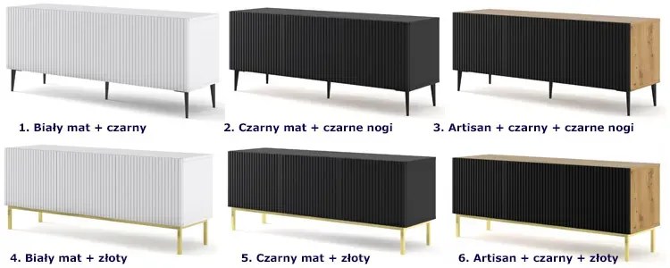 Biała szafka rtv z lamelami 150 cm L9-N18