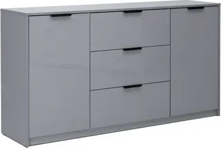 Szara długa komoda z 3 szufladami szara lawa połysk R1-R89