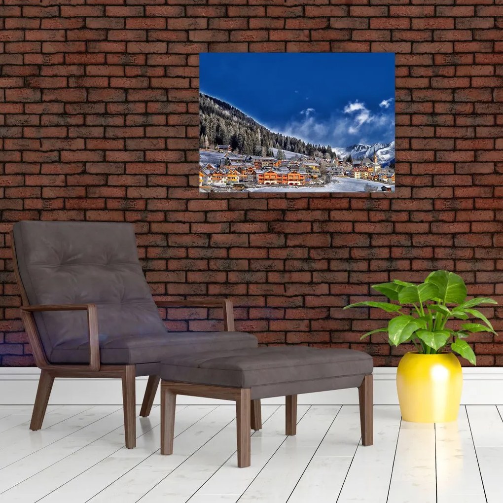 Obraz - Górskie miasteczko (70x50 cm)