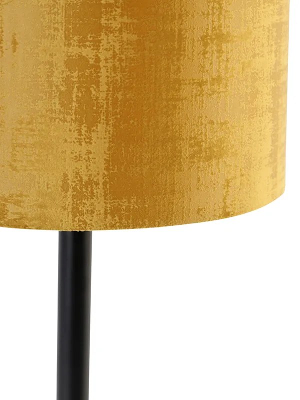 Nowoczesna lampa stołowa czarna zzłotym kloszem 25 cm - Simplo Nowoczesny Oswietlenie wewnetrzne