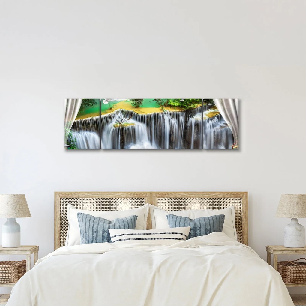 Obraz - Widok magicznych wodospadów (170x50 cm)