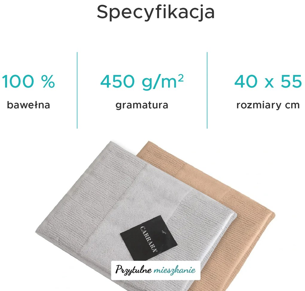 Ręcznik CARRARA 40x55 cm jasnoszary, 100% bawełna