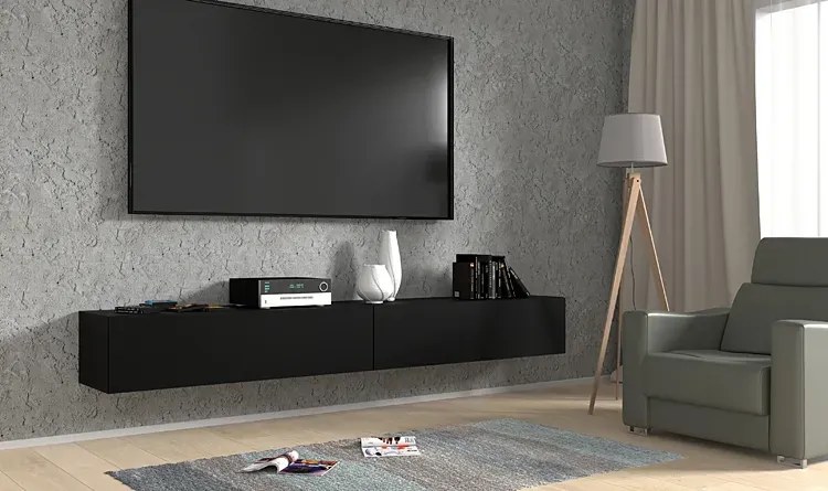 Czarna Wisząca Szafka Pod Tv 120 Cm E0-G64