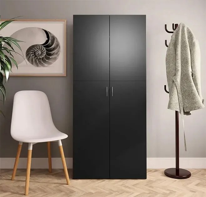 Czarna zamykana szafa na buty R5-Z78