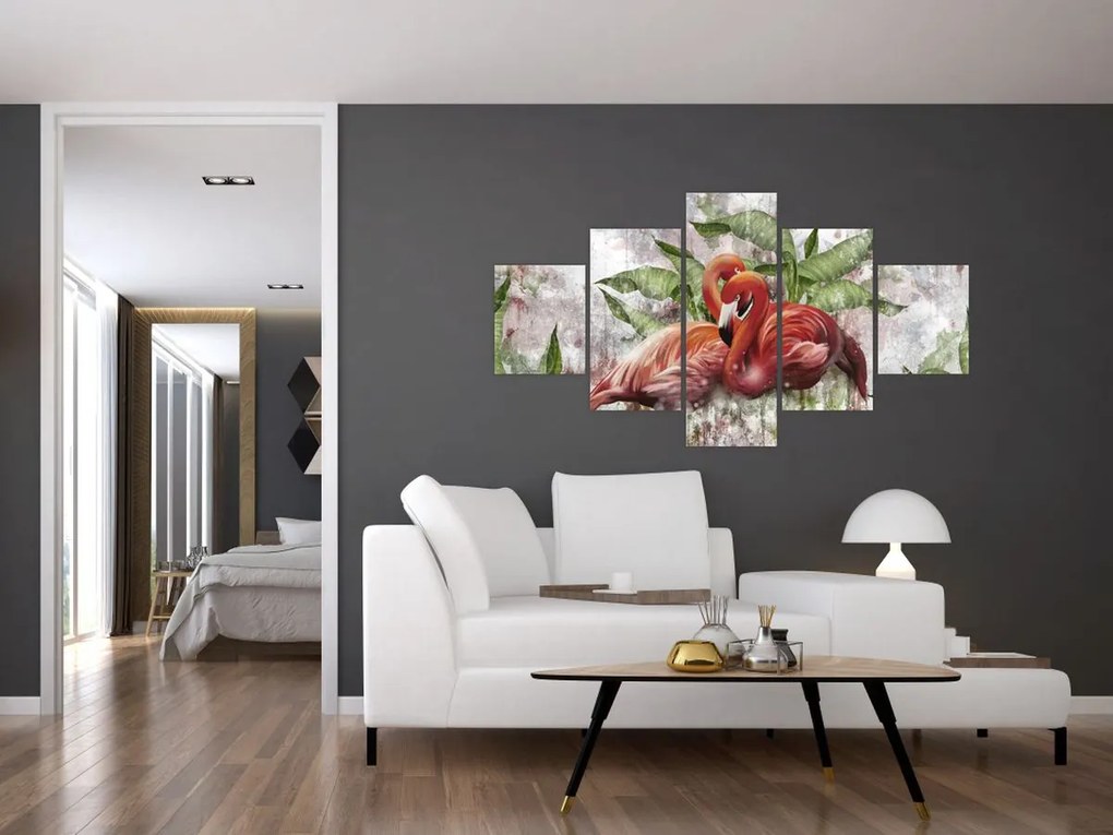 Obraz - Flamingi (125x70 cm)