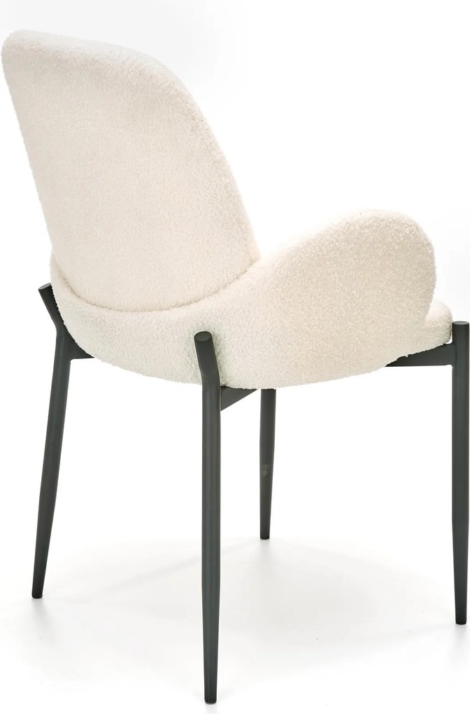 Krzesło do jadalni z podłokietnikami w tkaninie bouclé K477